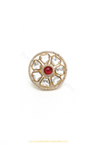 Gold Finished Rubby Kundan Ring By PTJ