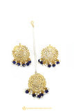 Gold Finished Earrings & Tikka Set by PTJ