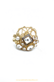 Gold Finished Kundan Ring By PTJ