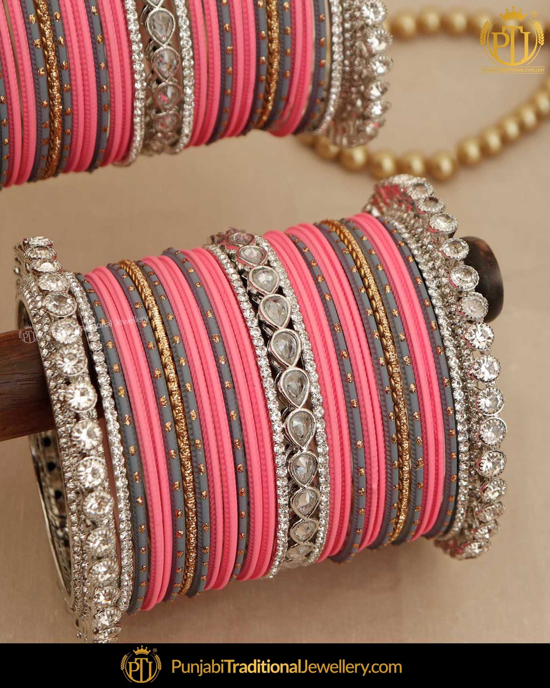 Stretchable Pink Glass Beads Bracelet Oralia India